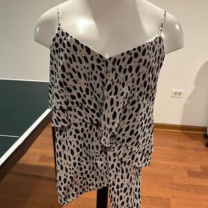 J. Crew Black and White Patterned Silk Camisole